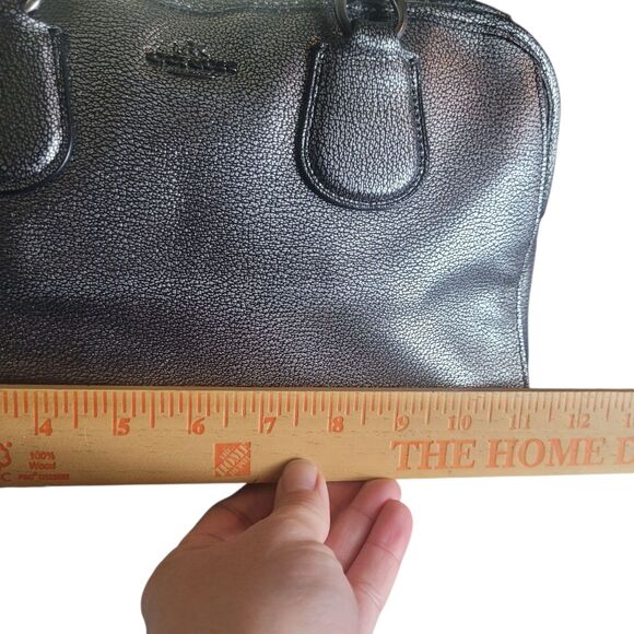 Coach Nolita Satchel Purse Handbag Metallic Pebbled Leather Gunmetal Gray READ - Picture 6 of 12